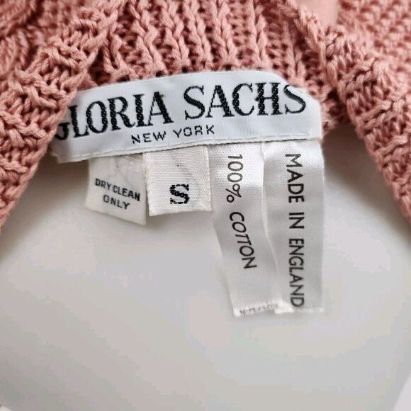 VTG Gloria Sachs Sweater Vest Dusty Rose Sleeveless Cable Knit Round Neck sz S - Picture 4 of 4